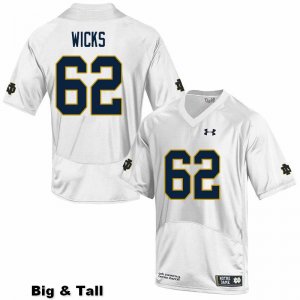 Notre Dame Fighting Irish Men's Brennan Wicks #62 White Under Armour Authentic Stitched Big & Tall College NCAA Football Jersey ERT5199NL